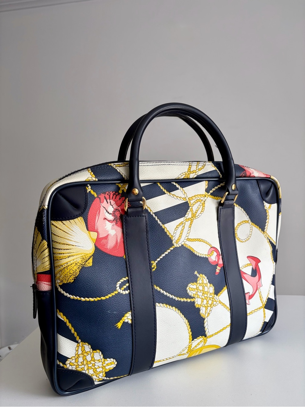 Vintage 1990s - My Good Decision - Nautical Scarf Satchel Tote - Picture 3 of 9